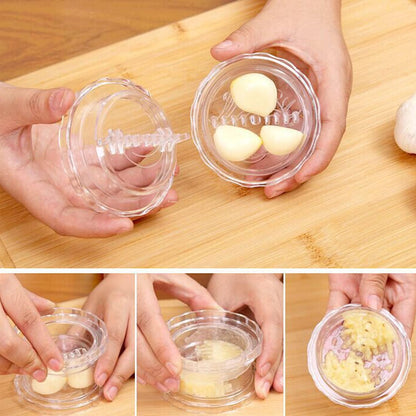 Manual Garlic Press & Peeler Set – Plastic Garlic Crusher with Rolling Peeler for Easy Kitchen Prep