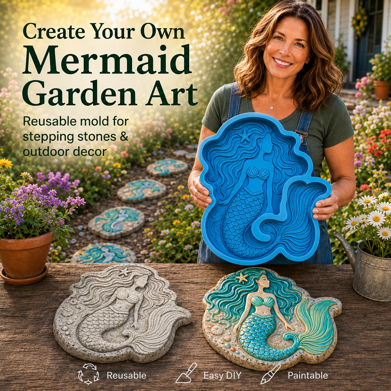 ✨Create Your Own Garden Art - Reusable Mold for Stepping Stones