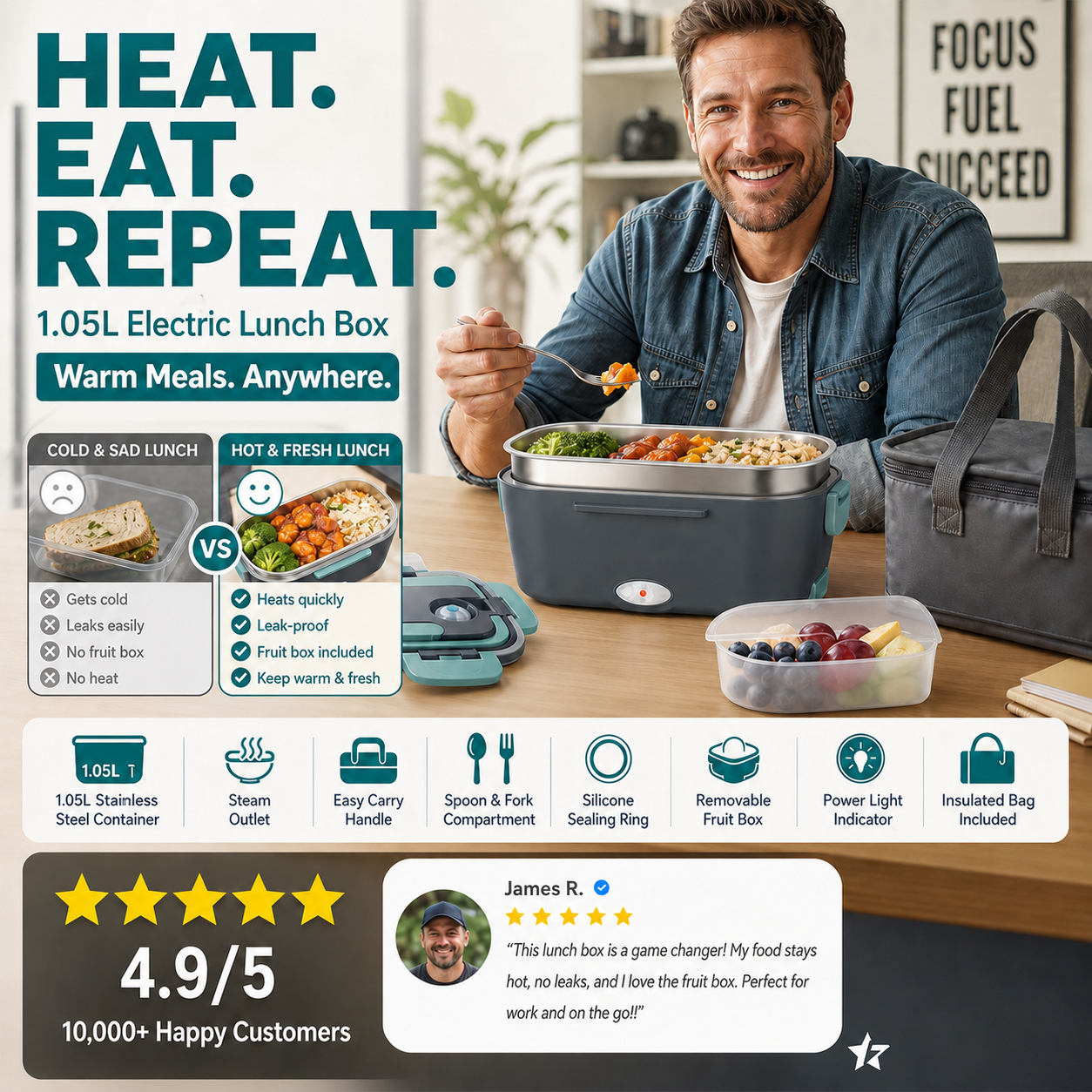 🎉 2026 SALE ! 🍱 2-in-1 Portable Electric Heating Lunch Box🔌