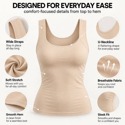 U-Neck Built-In Bra Shaping Tank Top