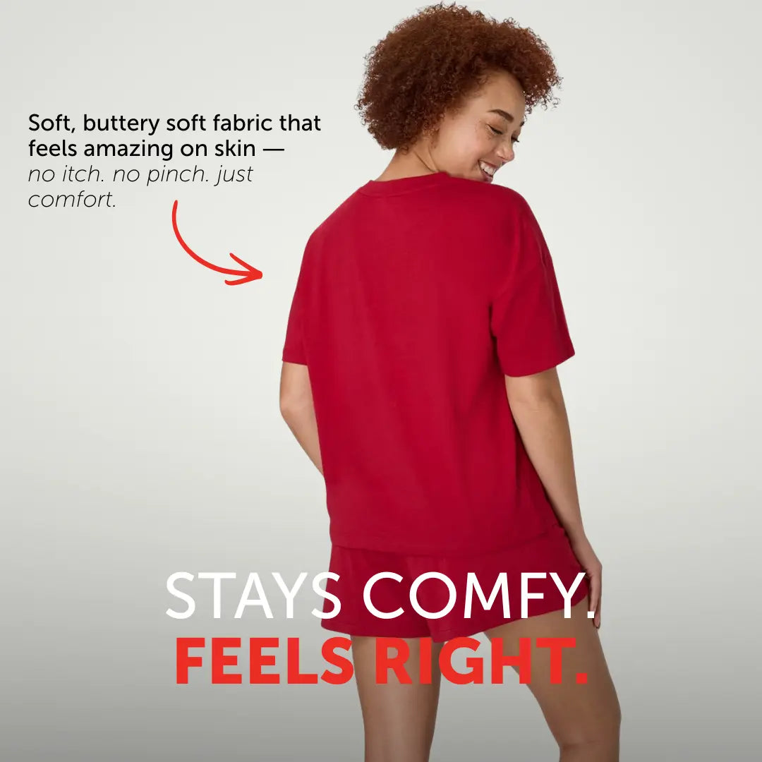 Women's 2-Piece Soft Lounge Set – Boxy Tee & Sleep Shorts, Comfortable Breathable Loungewear