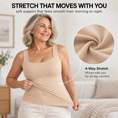 U-Neck Built-In Bra Shaping Tank Top