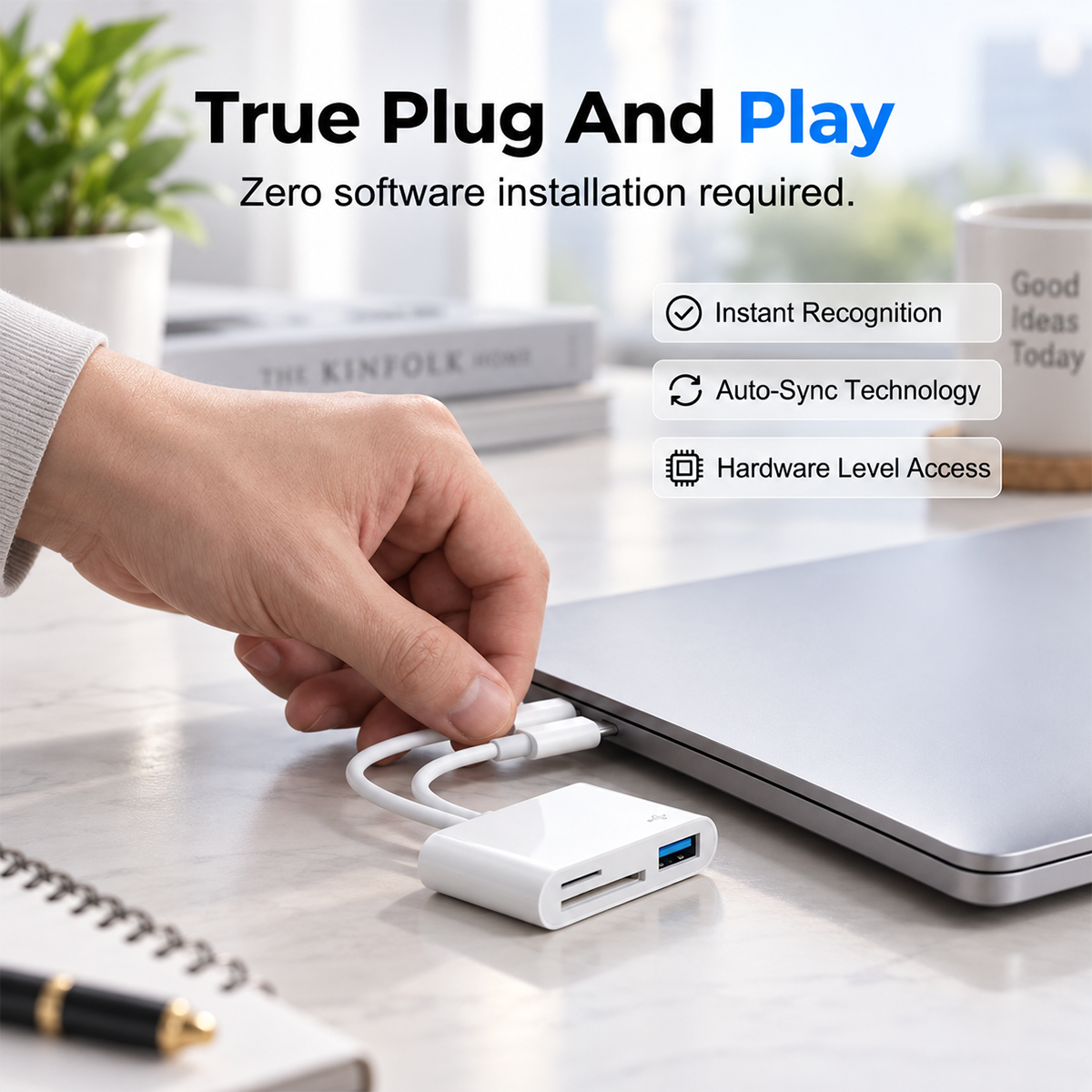 💾 5-in-1 Memory Card Reader | USB-C + 8-Pin