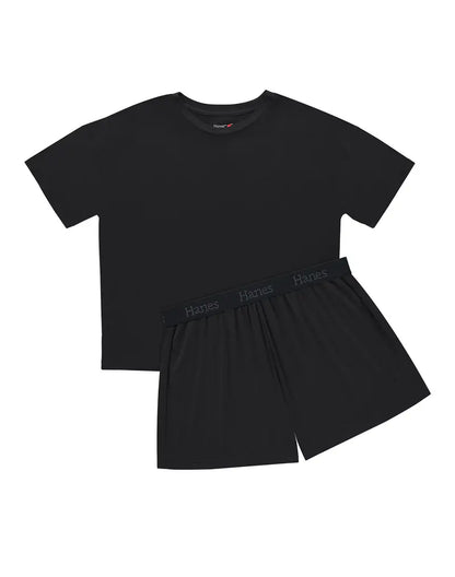 Women's 2-Piece Soft Lounge Set – Boxy Tee & Sleep Shorts, Comfortable Breathable Loungewear