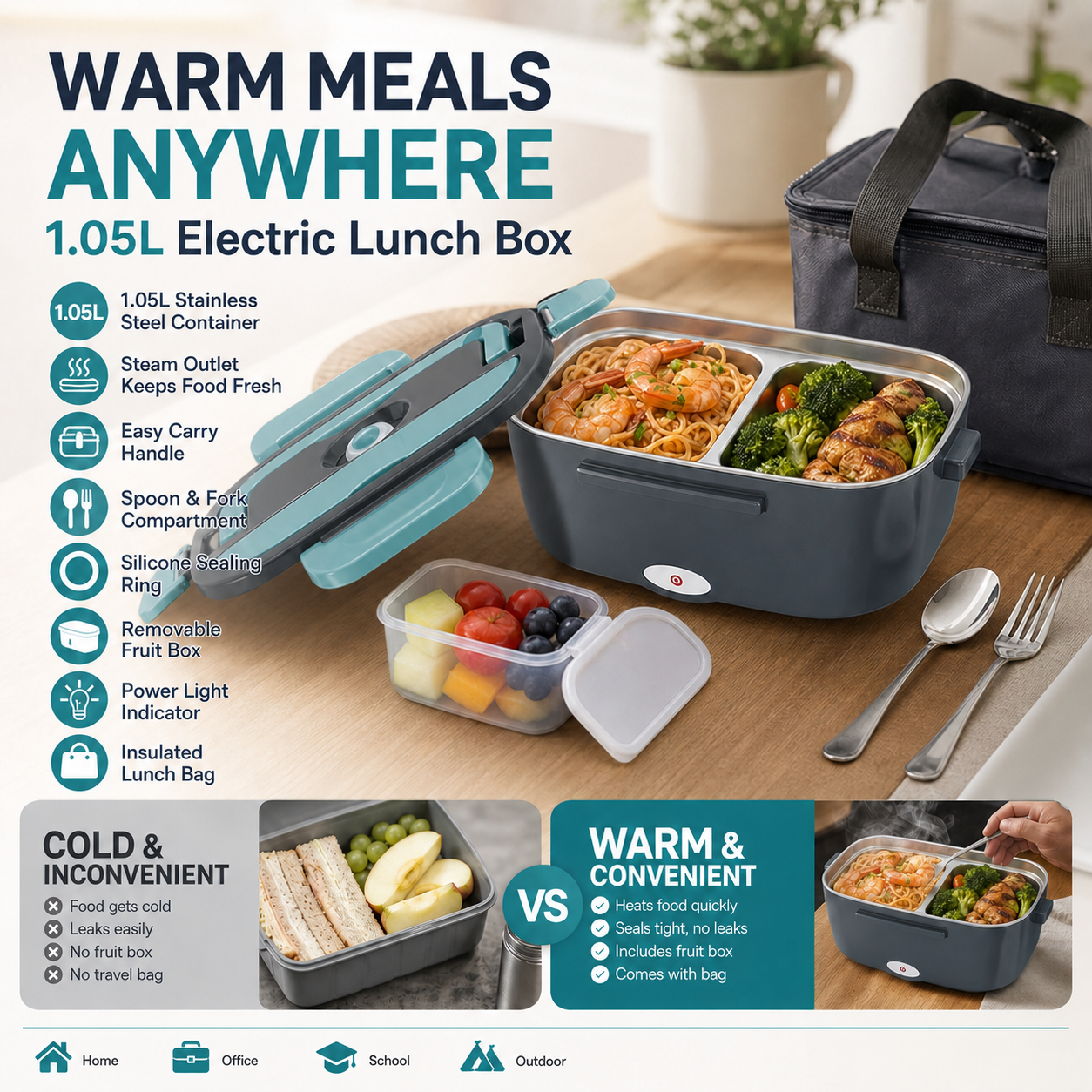 🎉 2026 SALE ! 🍱 2-in-1 Portable Electric Heating Lunch Box🔌