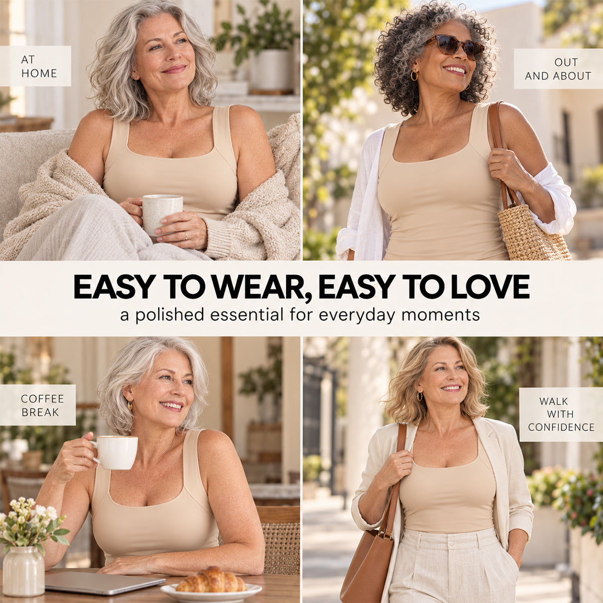 U-Neck Built-In Bra Shaping Tank Top