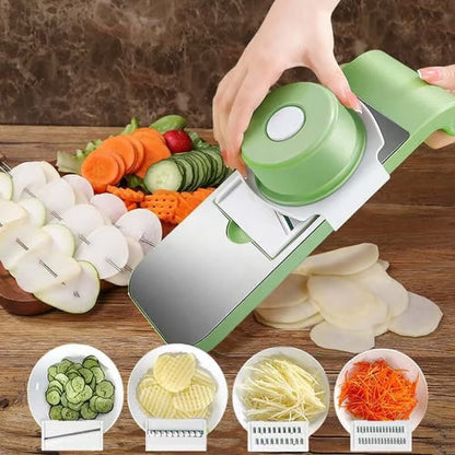 🔪 Multifunctional Vegetable Chopper with Hand Guard – 5 Blades, Non-Slip Base & Easy Chopping