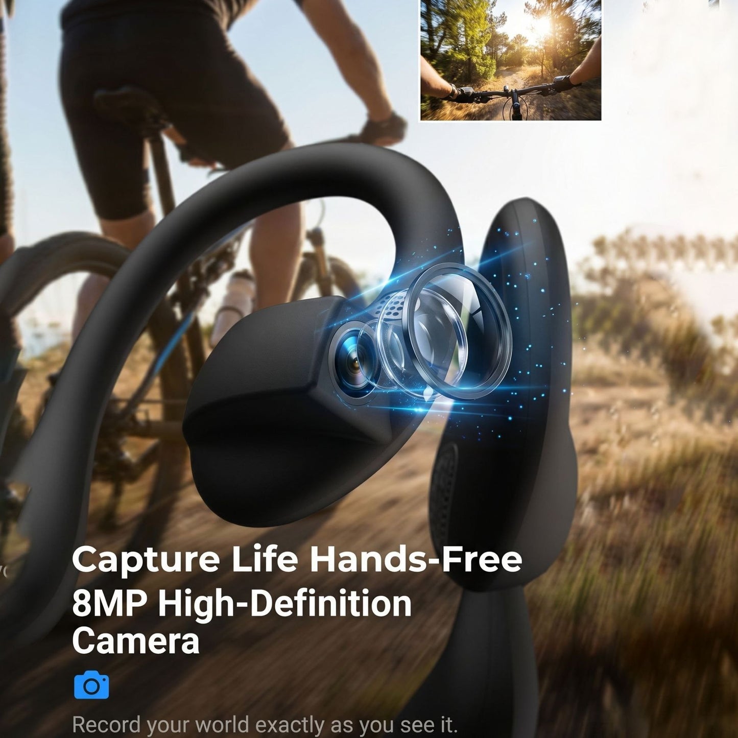 🔥🎧 8MP Smart Camera Open-Ear Headset – POV Video, Calls & AI Assistance 🎥⛺