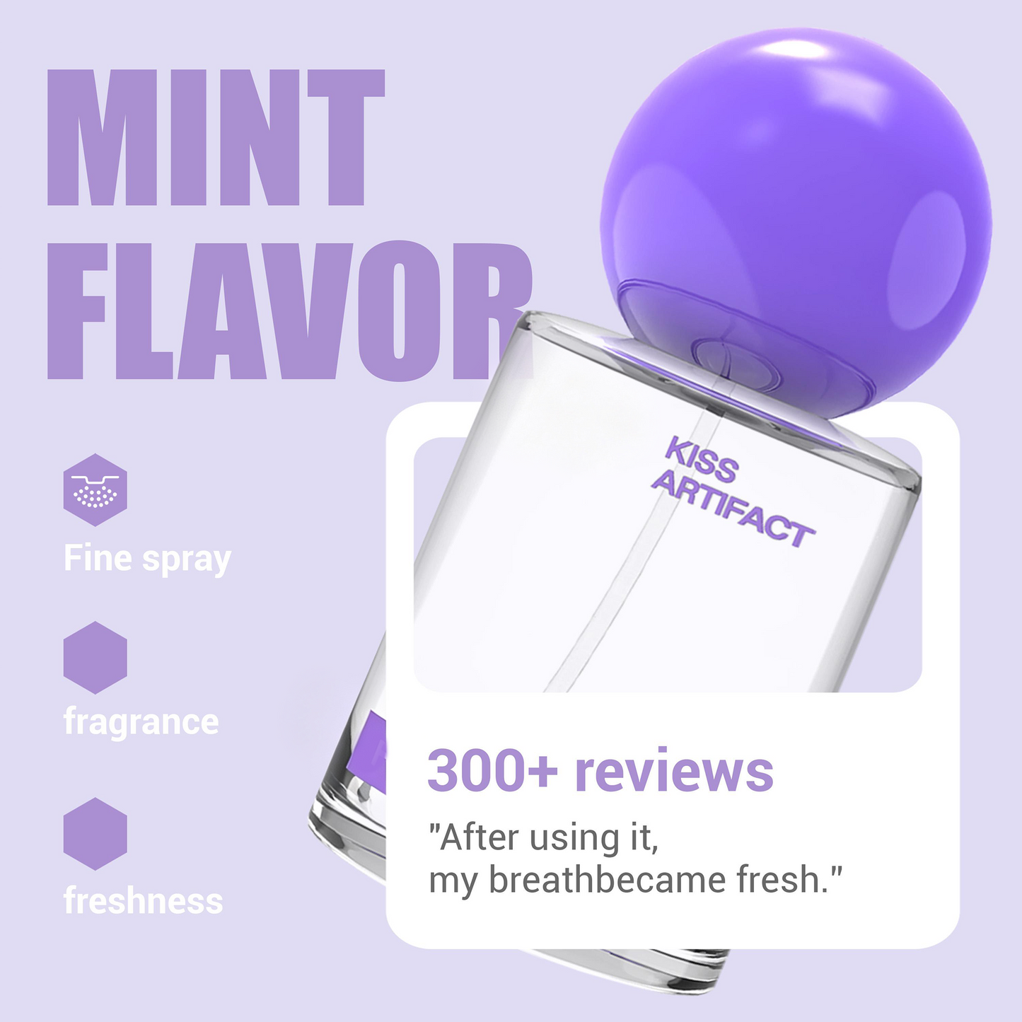 💜Kiss Artifact-Probiotic Oral Spray | Portable Mint Mouth Spray for Instant Fresh Breath