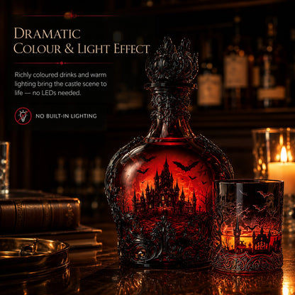 🦇🍺Gothic Vampire Castle Whisky Decanter & Tumbler - Gothic Bottle🔥