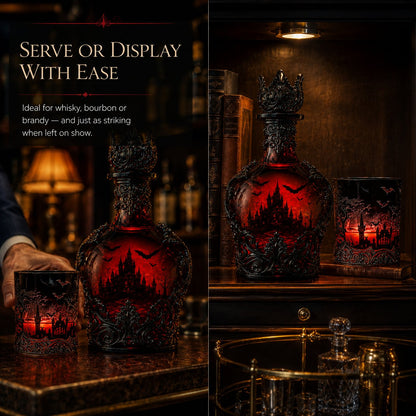 🦇🍺Gothic Vampire Castle Whisky Decanter & Tumbler - Gothic Bottle🔥