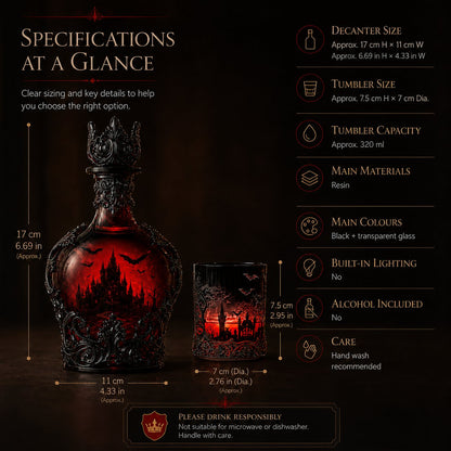 🦇🍺Gothic Vampire Castle Whisky Decanter & Tumbler - Gothic Bottle🔥