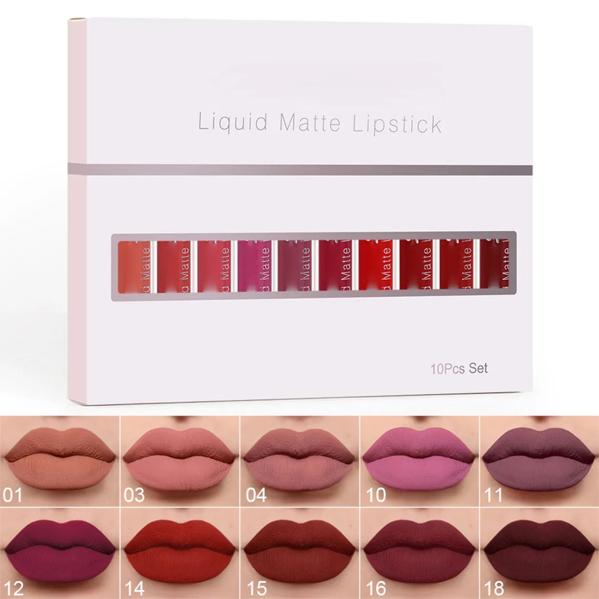 💄10Pcs Liquid Matte Lipstick Set | 24H Long Lasting Waterproof Lip Gloss