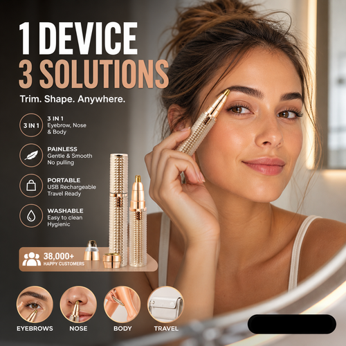 🔥 Portable Electric Eyebrow Trimmer – Interchangeable Heads 🪒