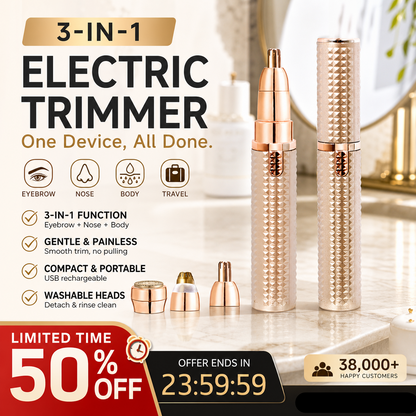 🔥 Portable Electric Eyebrow Trimmer – Interchangeable Heads 🪒
