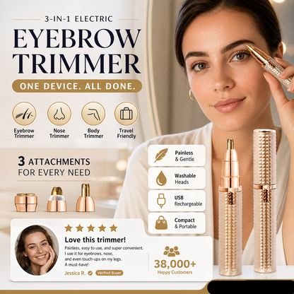 🔥 Portable Electric Eyebrow Trimmer – Interchangeable Heads 🪒