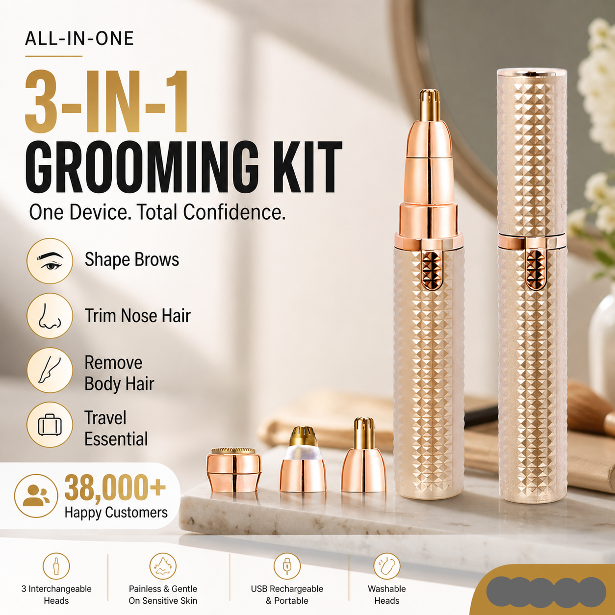 🔥 Portable Electric Eyebrow Trimmer – Interchangeable Heads 🪒