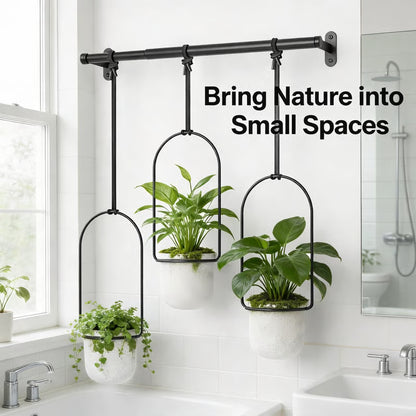 🌿 Adjustable Hanging Window Planter Set – Metal Plant Hanger with 3 Pots for Indoor & Outdoor Spaces