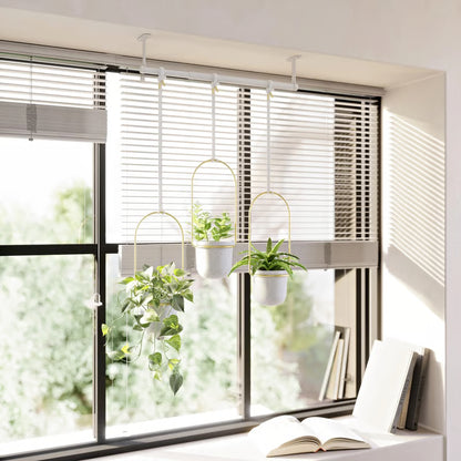 🌿 Adjustable Hanging Window Planter Set – Metal Plant Hanger with 3 Pots for Indoor & Outdoor Spaces