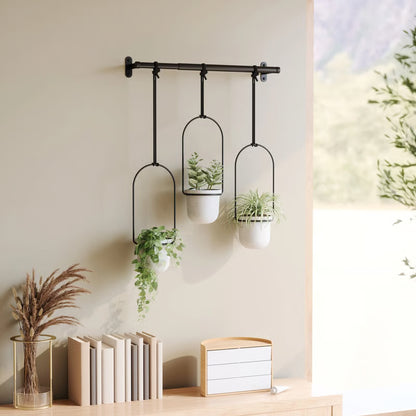 🌿 Adjustable Hanging Window Planter Set – Metal Plant Hanger with 3 Pots for Indoor & Outdoor Spaces