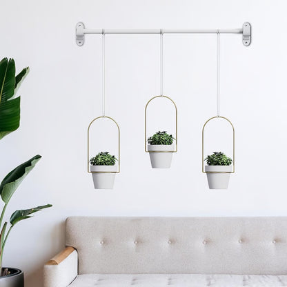🌿 Adjustable Hanging Window Planter Set – Metal Plant Hanger with 3 Pots for Indoor & Outdoor Spaces