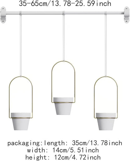 🌿 Adjustable Hanging Window Planter Set – Metal Plant Hanger with 3 Pots for Indoor & Outdoor Spaces
