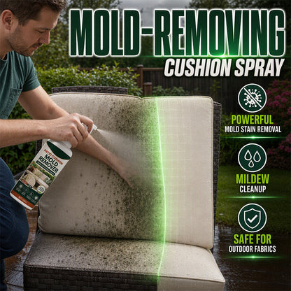 Patio Cushion Mold & Mildew Remover Spray – Powerful Outdoor Fabric Stain Cleaner