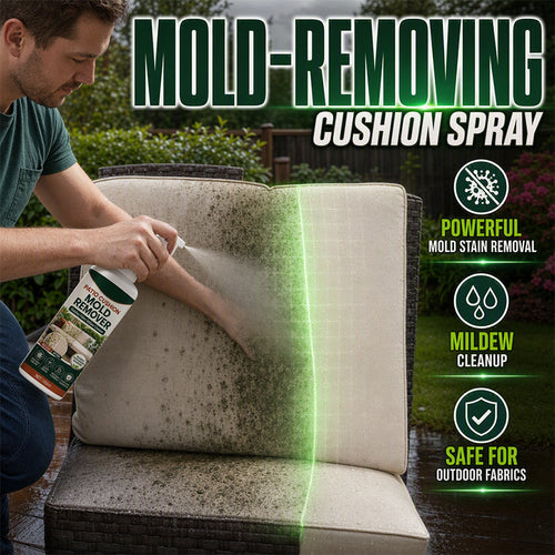 Patio Cushion Mold & Mildew Remover Spray – Powerful Outdoor Fabric Stain Cleaner