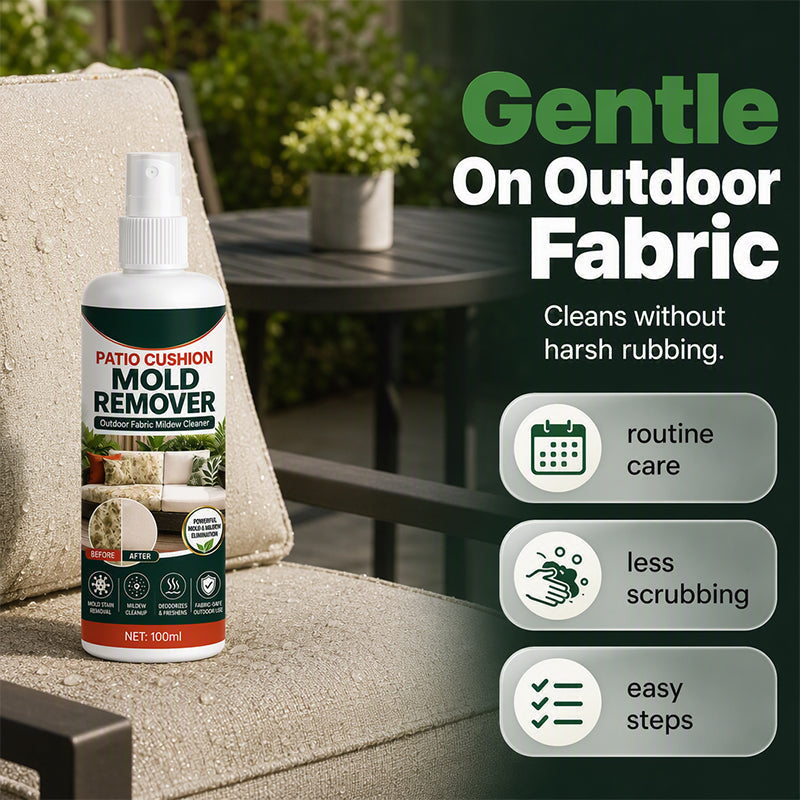 Patio Cushion Mold & Mildew Remover Spray – Powerful Outdoor Fabric Stain Cleaner