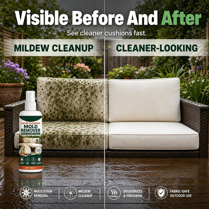 Patio Cushion Mold & Mildew Remover Spray – Powerful Outdoor Fabric Stain Cleaner