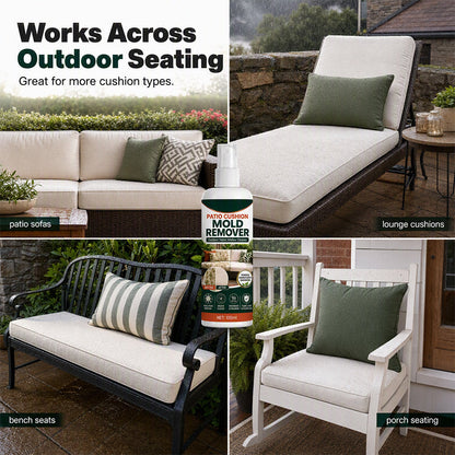 Patio Cushion Mold & Mildew Remover Spray – Powerful Outdoor Fabric Stain Cleaner