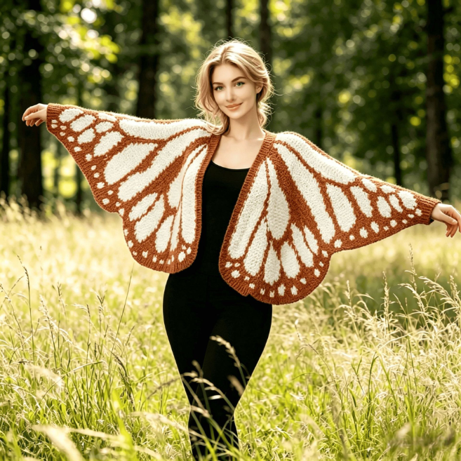 Women's Trendy Butterfly Wings Knit Cardigan Casual Fashion Knitwear Knit Coat for Vacation Parties