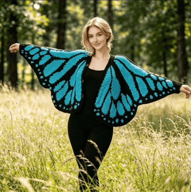 Women's Trendy Butterfly Wings Knit Cardigan Casual Fashion Knitwear Knit Coat for Vacation Parties