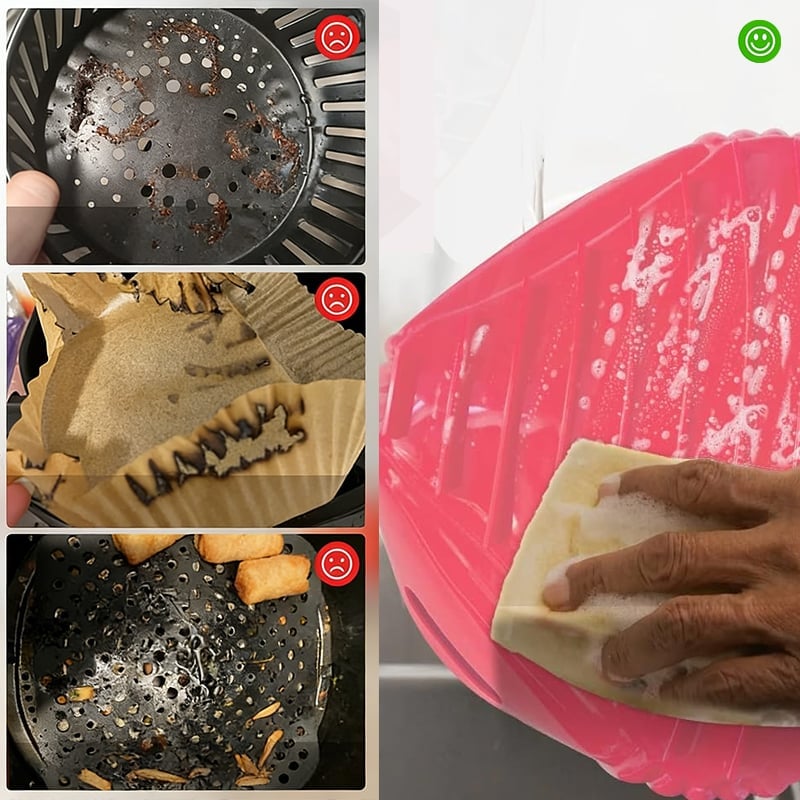 🔥High-Heat Silicone Air Fryer Baking Tray – Reusable Non-Stick Cooking Liner