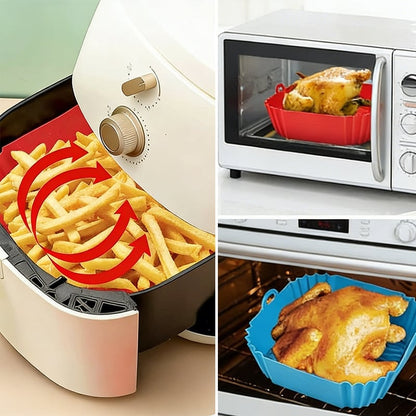 🔥High-Heat Silicone Air Fryer Baking Tray – Reusable Non-Stick Cooking Liner