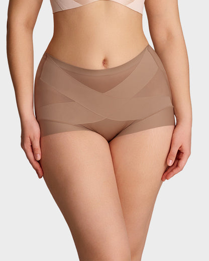 High-Waist Cross Compression Shaping Panties （6 Pack）