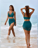 Mesh High Waisted Tummy Control Sarong Wraps Bikini Set 4