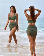 Mesh High Waisted Tummy Control Sarong Wraps Bikini Set 9