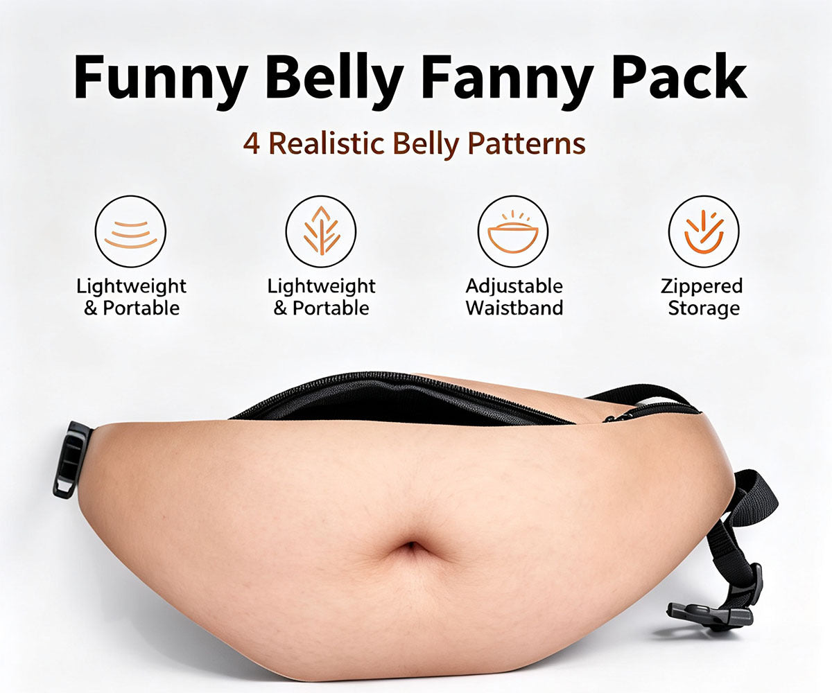 😂 Funny Belly Fanny Pack | Realistic Fake Belly Waist Bag for Parties & Everyday Essentials