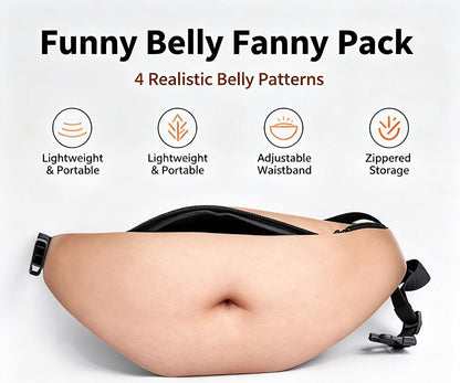 😂 Funny Belly Fanny Pack | Realistic Fake Belly Waist Bag for Parties & Everyday Essentials