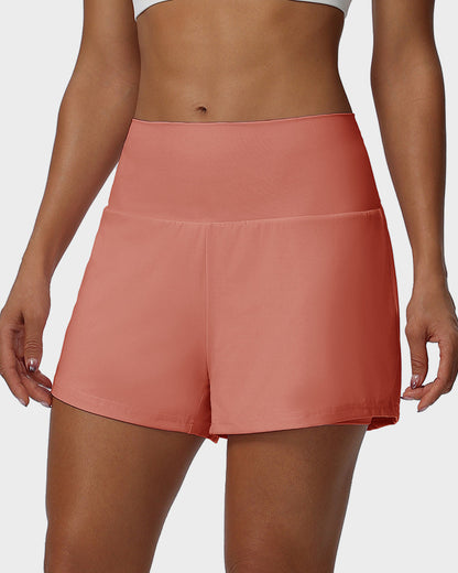 2-Piece High Waisted Tummy Control Yoga Shorts Set with Hidden Pockets