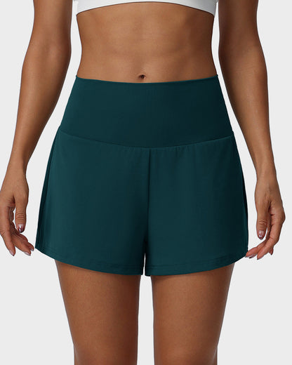 2-Piece High Waisted Tummy Control Yoga Shorts Set with Hidden Pockets