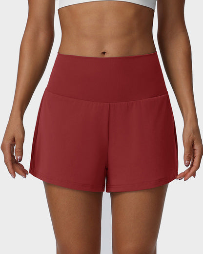 2-Piece High Waisted Tummy Control Yoga Shorts Set with Hidden Pockets