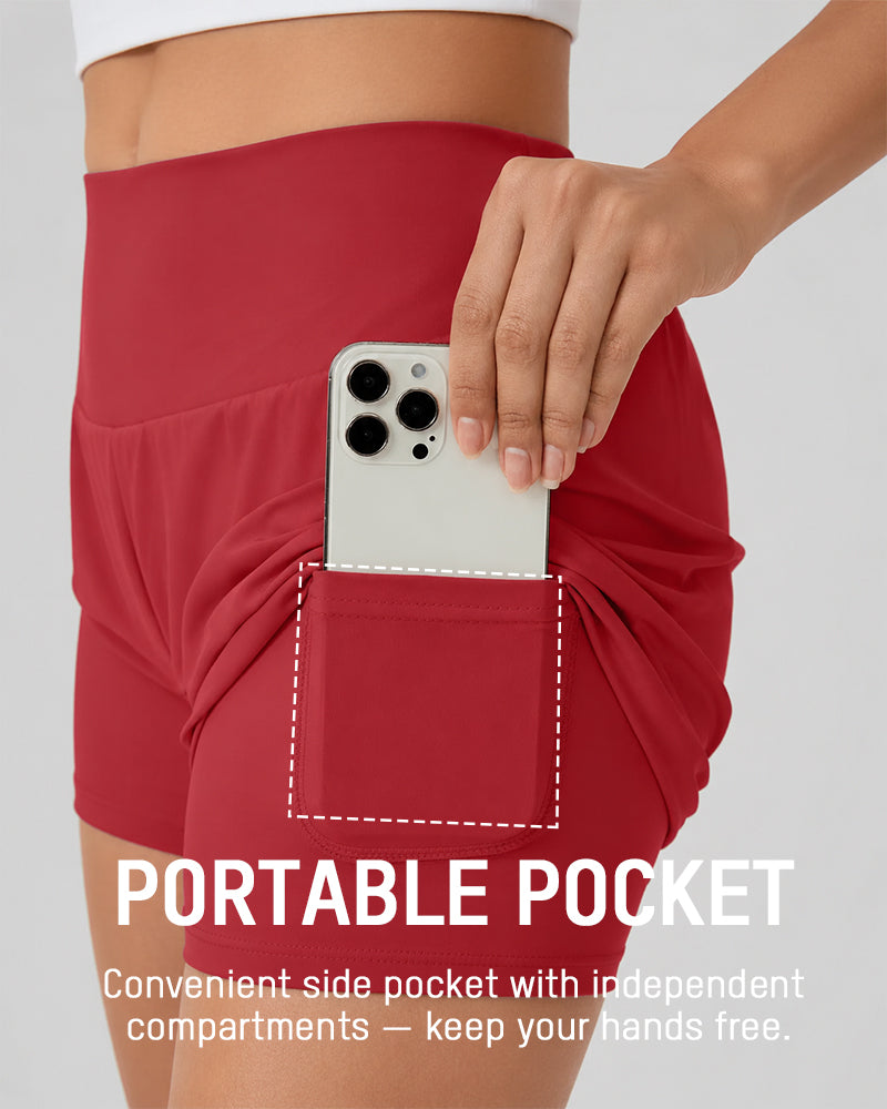 2-Piece High Waisted Tummy Control Yoga Shorts Set with Hidden Pockets