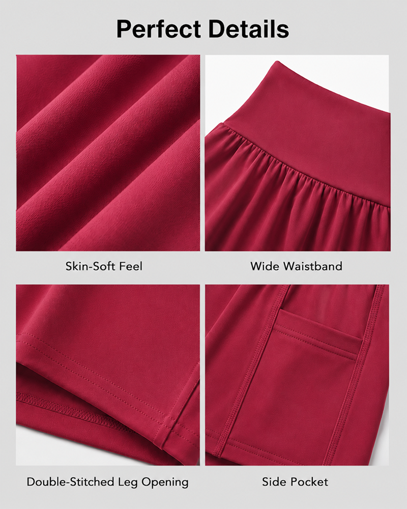 2-Piece High Waisted Tummy Control Yoga Shorts Set with Hidden Pockets