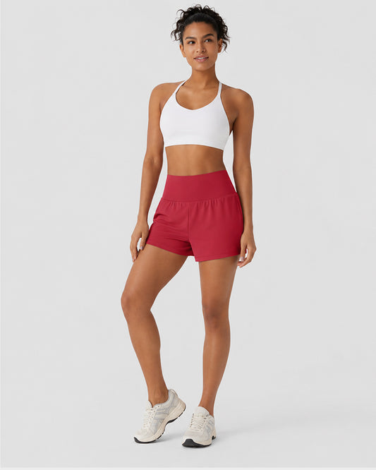 2-Piece High Waisted Tummy Control Yoga Shorts Set with Hidden Pockets