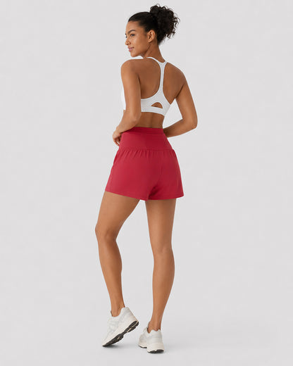 2-Piece High Waisted Tummy Control Yoga Shorts Set with Hidden Pockets