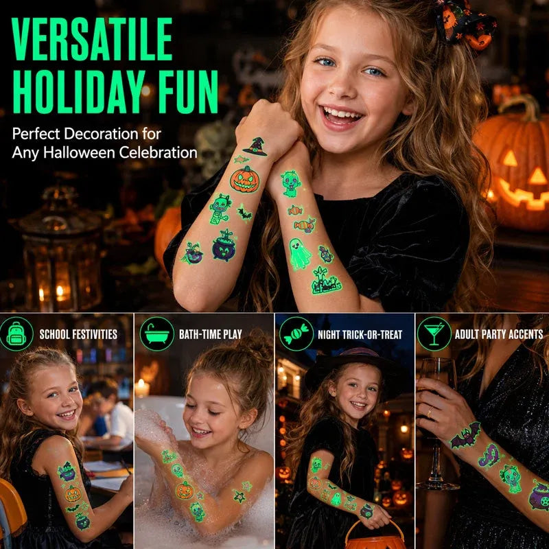 🔥Luminous Halloween Temporary Tattoos for Kids Cartoon Waterproof Glowing Stickers