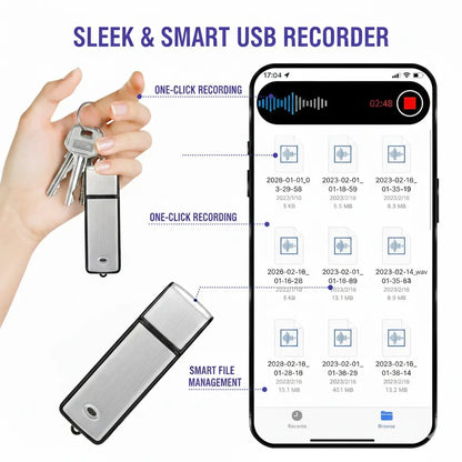 USB Flash Drive Voice Recorder 2-in-1 – Voice Activated, Smart Noise Reduction