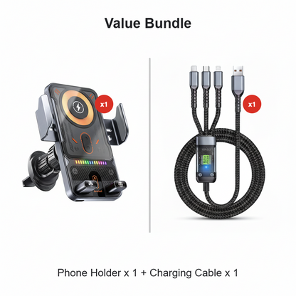 📱Smart 2-in-1 Car Rotating Mobile Phone Holder & Wireless Charger⚡